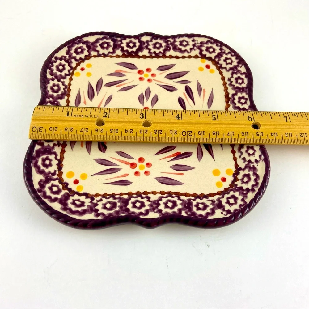 Temptations by Tara Old World Purple Square Plates PPP SQ 944576 6 in and 7 in - Picture 6 of 6